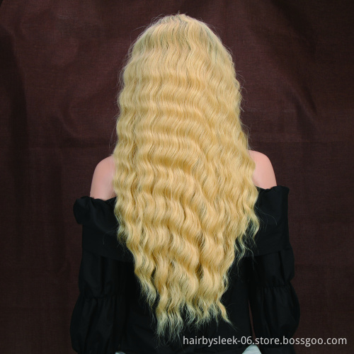 MAGIC 13X4 Noble Lace Front Wigs Wholesale Heat Resistant Water Wave With Bang Long Wigs Ombre Blonde Synthetic Lace Frontal Wig